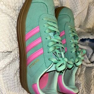 Adidas Gazelle Women's Mint Green and Pink Sneakers